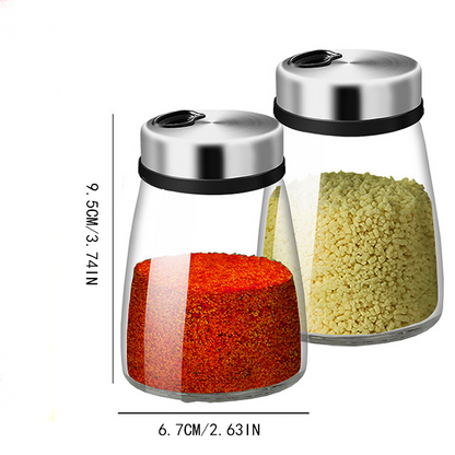Glass Spice Container – Heat-Resistant Borosilicate Salt Shaker with Rotating Lid
