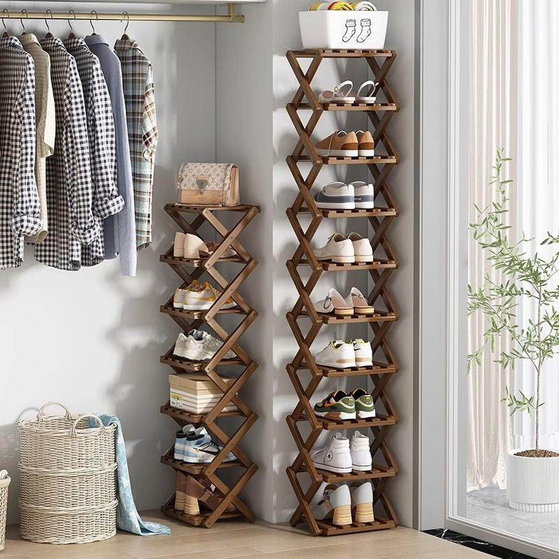 Wooden Collapsible Shoe Shelf: Space-Saving & Practical Design