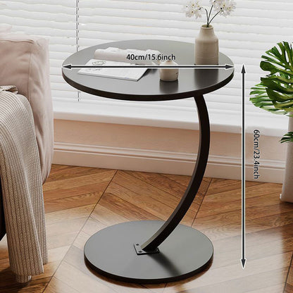 C-Shaped Iron Round-Edge Side Table – Compact & Modern Design