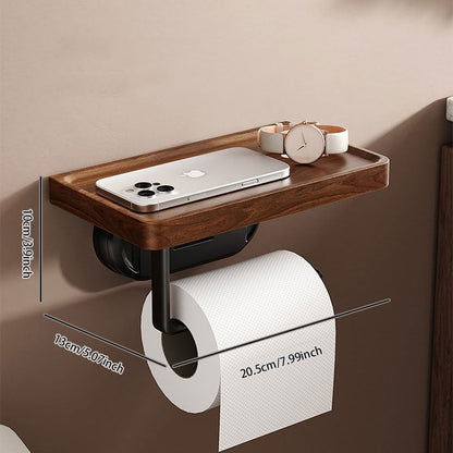Walnut Iron Suction Paper Towel Holder – Strong Load-Bearing & Waterproof Design