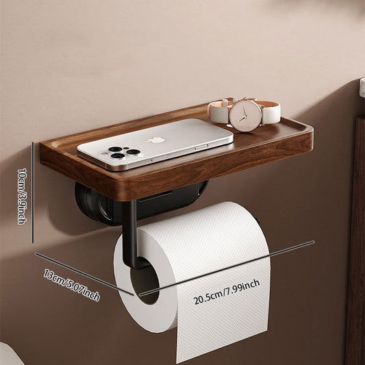 Walnut Iron Suction Paper Towel Holder – Strong Load-Bearing & Waterproof Design