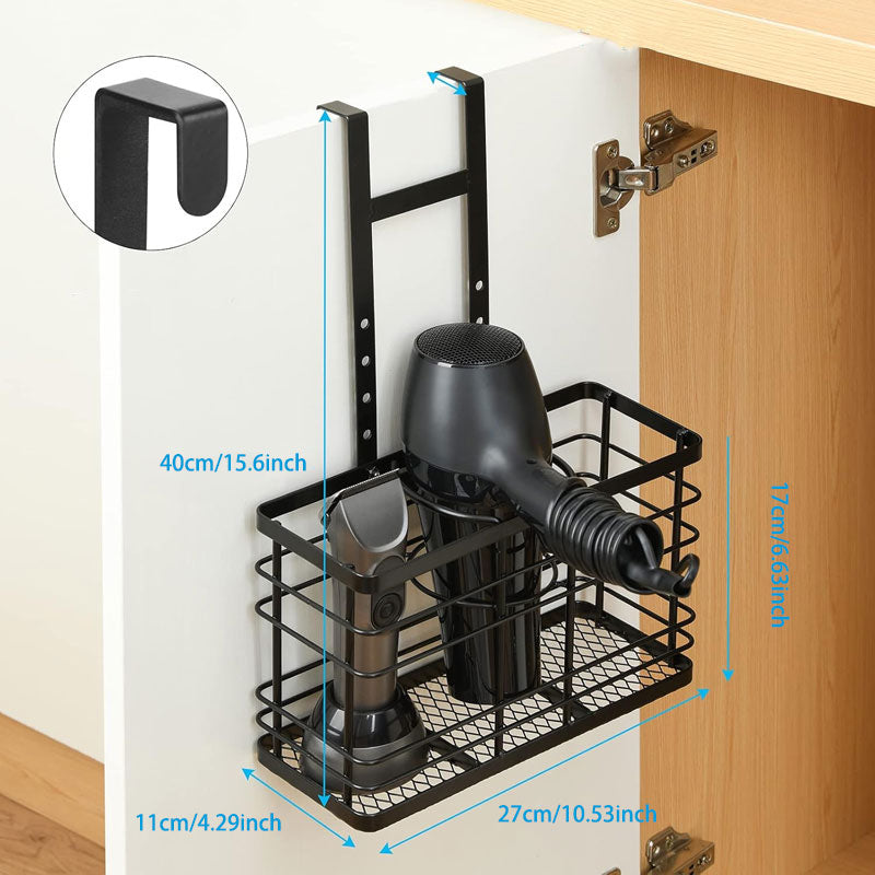 Adjustable Iron Hair Dryer Wall-Mounted Holder: No Drilling, Durable & Space-Saving