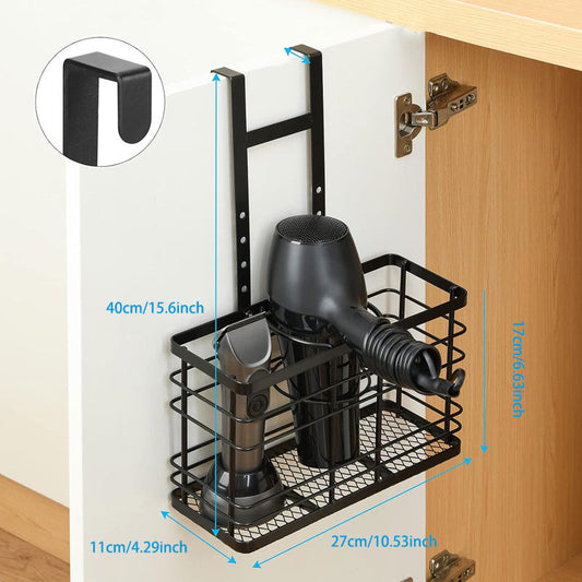 Adjustable Iron Hair Dryer Wall-Mounted Holder: No Drilling, Durable & Space-Saving