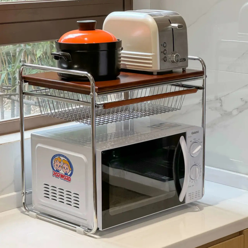Microwave Storage Rack – Space-Saving Design, Durable Carbon Steel