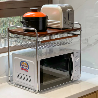 Microwave Storage Rack – Space-Saving Design, Durable Carbon Steel