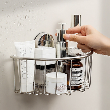 No-Drill Suction Storage Basket – Stainless Steel Material, Strong Load-Bearing