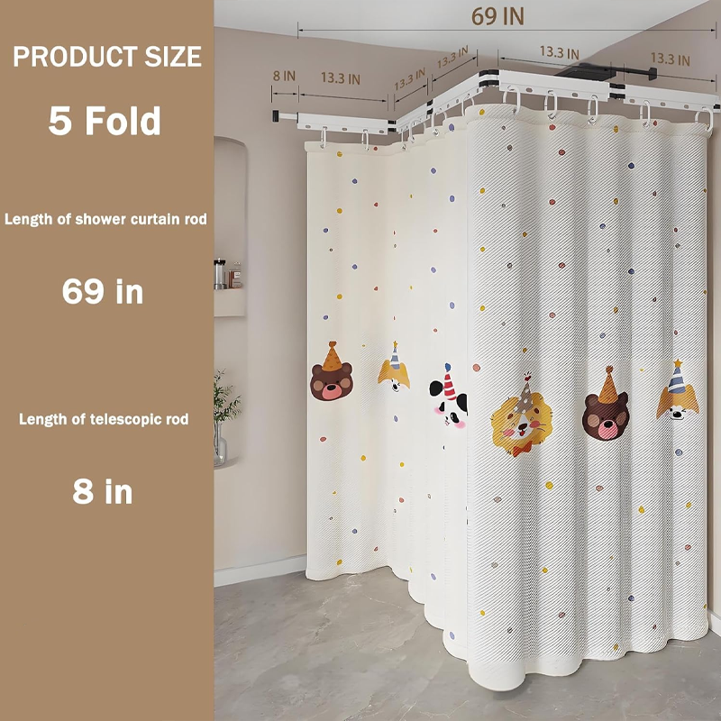 Foldable Telescopic Shower Curtain – No-Drill Installation, Waterproof & Quick-Dry