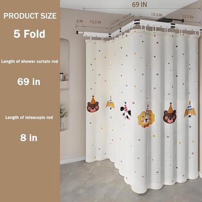 Foldable Telescopic Shower Curtain – No-Drill Installation, Waterproof & Quick-Dry