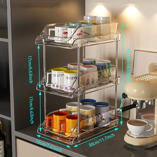 Acrylic Pull-Out Storage Organizer: Multi-Compartment & Practical