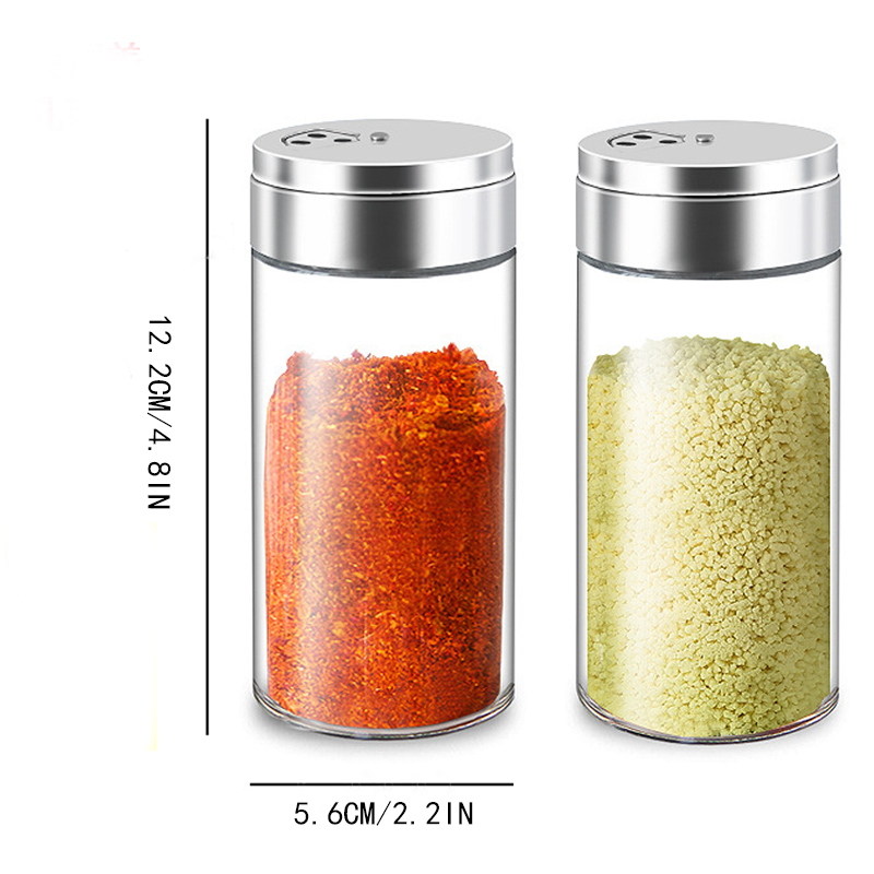 Glass Spice Container – Heat-Resistant Borosilicate Salt Shaker with Rotating Lid