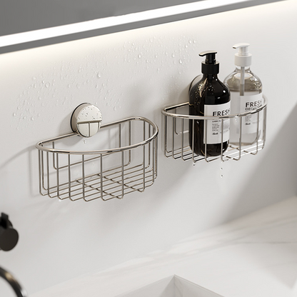 No-Drill Suction Storage Basket – Stainless Steel Material, Strong Load-Bearing
