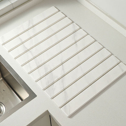 Marble-Style Diatomite Foldable Draining Mat: Quick-Dry, Heat-Resistant & Space-Saving Design