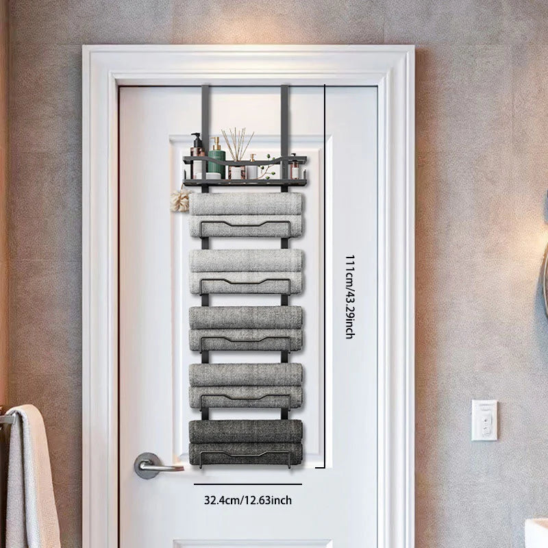 No-Drill Over-the-Door Towel Iron Rack – Convenient and Space-Saving