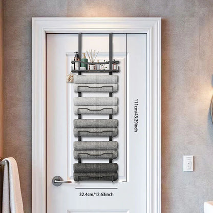 No-Drill Over-the-Door Towel Iron Rack – Convenient and Space-Saving