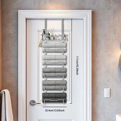 No-Drill Over-the-Door Towel Iron Rack – Convenient and Space-Saving