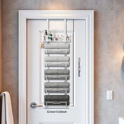 No-Drill Over-the-Door Towel Iron Rack – Convenient and Space-Saving