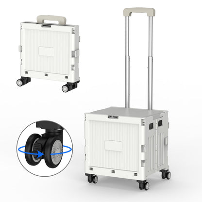 Foldable 4-Wheel Trolley Cart with Lid & Telescopic Handle