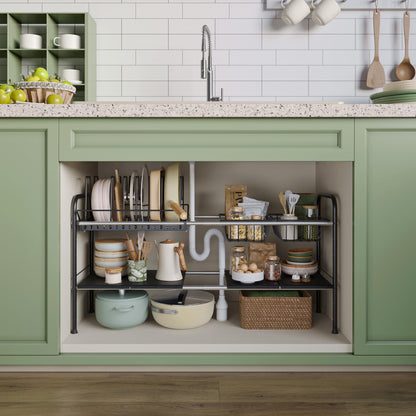 Under Sink Expandable Organizer – 2 Tier Storage Shelf