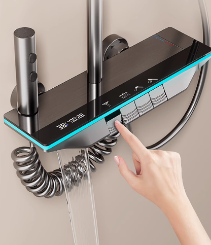 Full Copper Thermostatic Shower Set – LED Display, Ambient Lighting & 4-Mode Water Flow