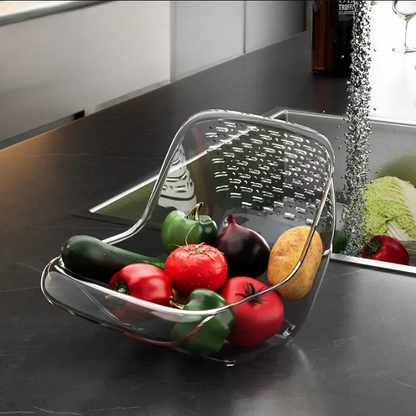 2-in-1 Transparent Fruit & Vegetable Strainer Bowl – Soak & Drain with Ease