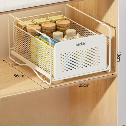 No-Drill Under-Sink Pull-Out Organizer – Heavy-Duty Slide Rack with Anti-Rust Coating