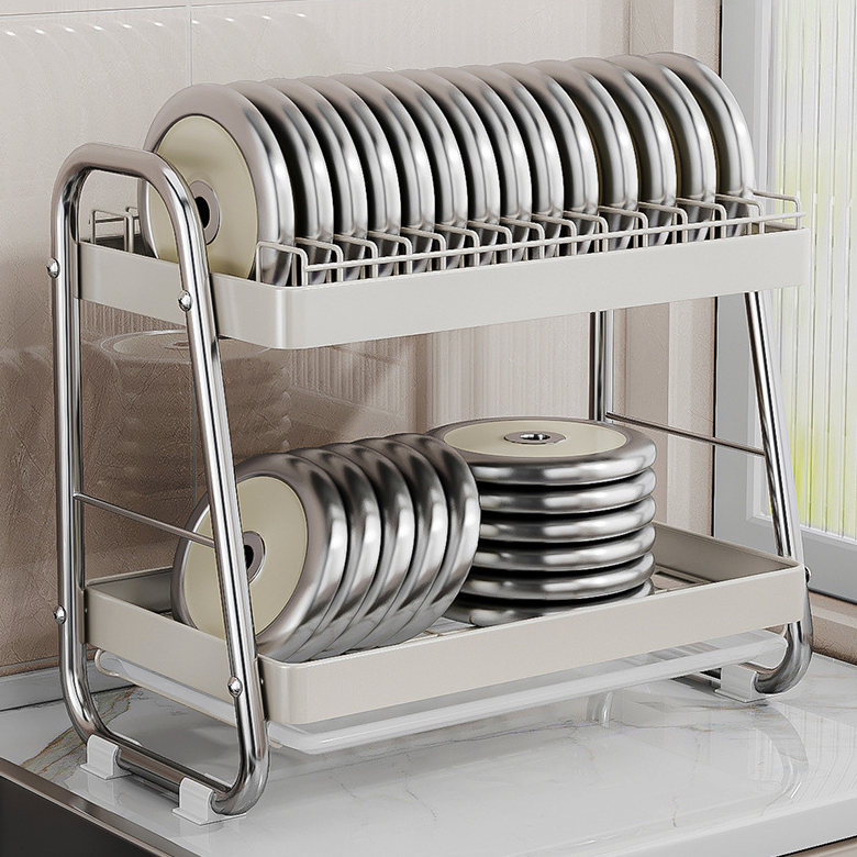 Multifunctional Stainless Steel Dish Rack – Detachable Drip Tray & Adjustable Accessories