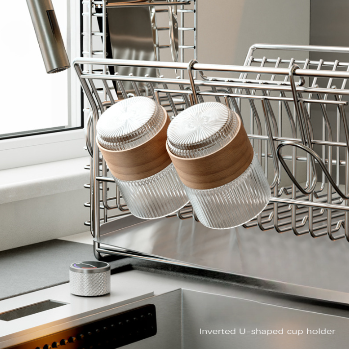 One-Piece Stainless Steel Dish Drying Rack with Drainboard – No Installation Needed