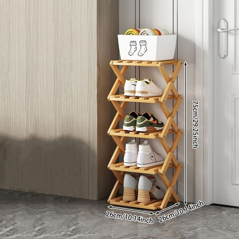 Wooden Collapsible Shoe Shelf: Space-Saving & Practical Design