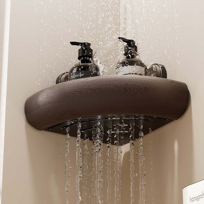 Walnut Triangle Shelf – No-Drill Installation, Strong Load-Bearing