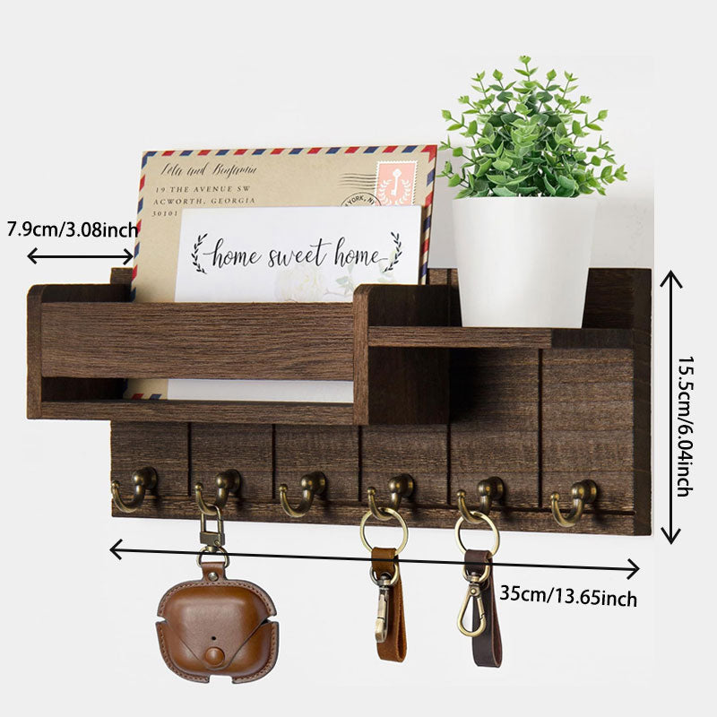 Wooden Envelope-Style Key Holder: Wall-Mounted & Space-Saving