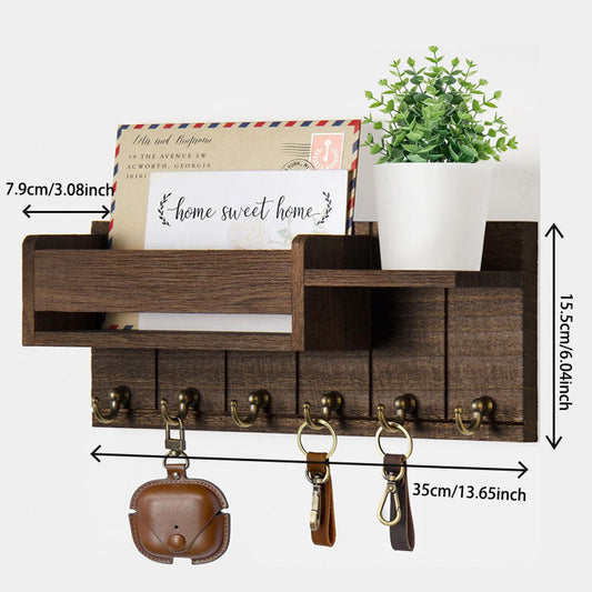 Wooden Envelope-Style Key Holder: Wall-Mounted & Space-Saving
