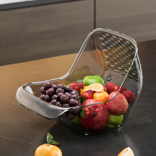 2-in-1 Transparent Fruit & Vegetable Strainer Bowl – Soak & Drain with Ease