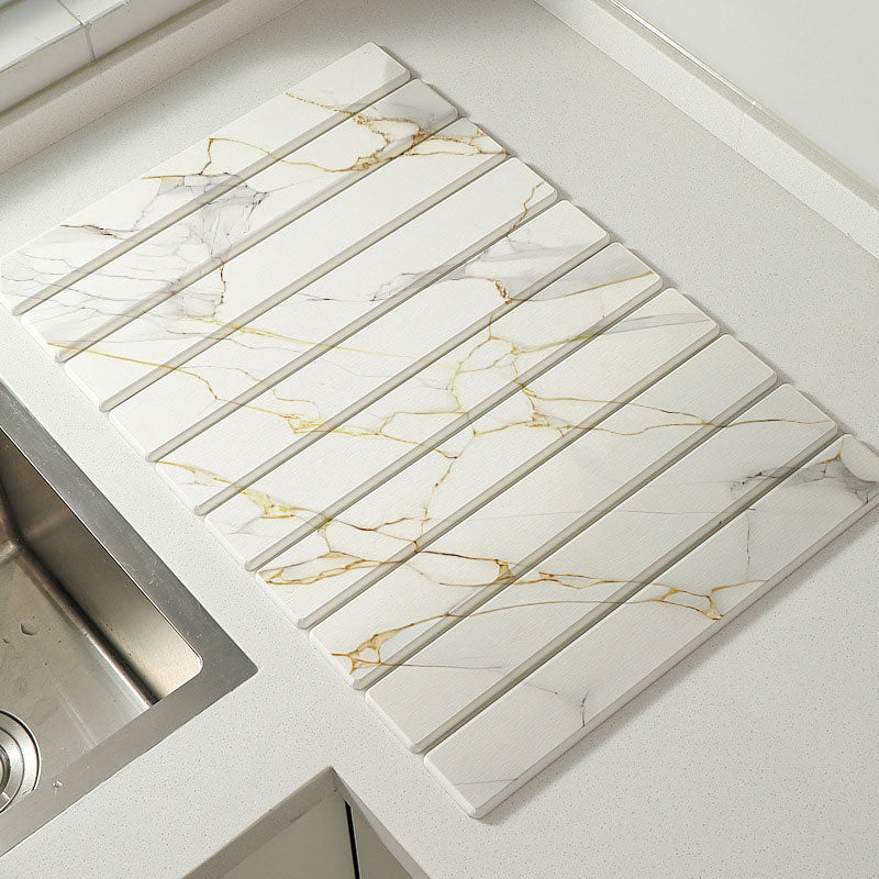 Marble-Style Diatomite Foldable Draining Mat: Quick-Dry, Heat-Resistant & Space-Saving Design