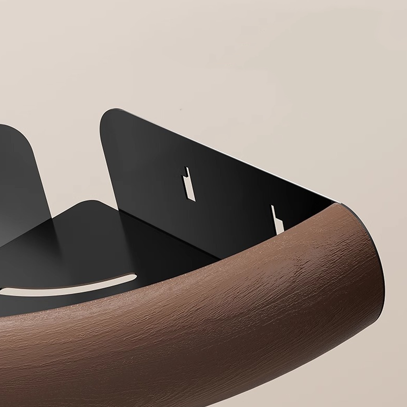 WalnutWood Suction Corner Shelf - Strong Hold, Fast Drainage & Warm Aesthetic Touch